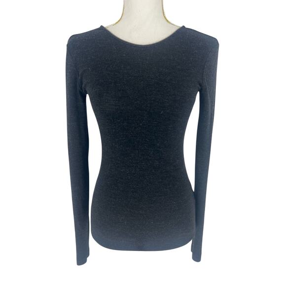 Brunello Cucinelli Monili Trim Virgin Wool Low Back Long Sleeve Top Dark Gray - Picture 3 of 11